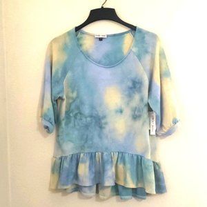 Brand New Women's Thyme + Honey Tie Die Frilled Top Size Large G182